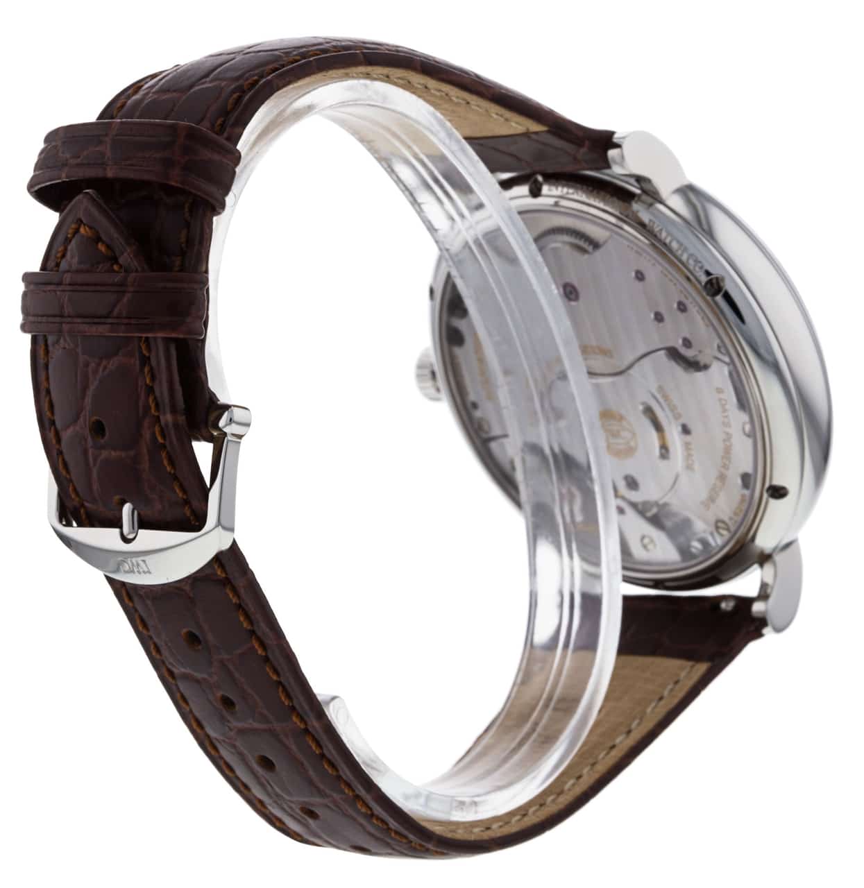 IWC Portofino Hand Wound Black Baton Dial Leather Strap